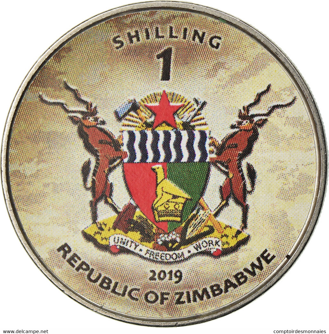 Monnaie, Zimbabwe, Shilling, 2019, Tanks - Type 90, SPL, Nickel Plated Steel - Zimbabwe