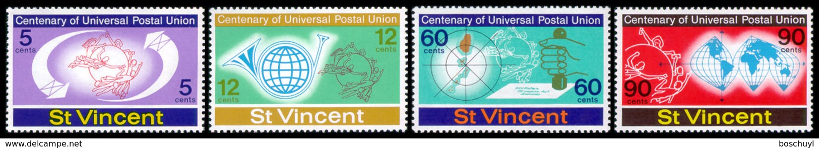 St. Vincent, 1974, UPU Centenary, Universal Postal Union, United Nations, MNH, Michel 354-357 - St.Vincent (...-1979)