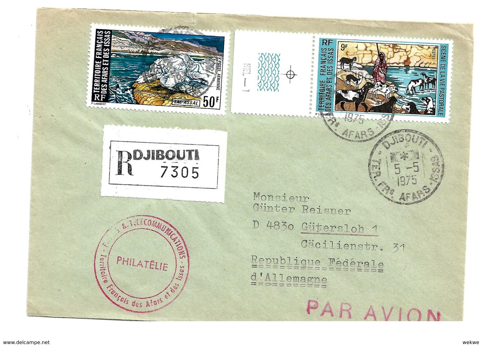 FAF149 / DJIBOUTI -  AFAR - ISSA - 1975, ASSAL-SEE + WEIDELAND - Lettres & Documents