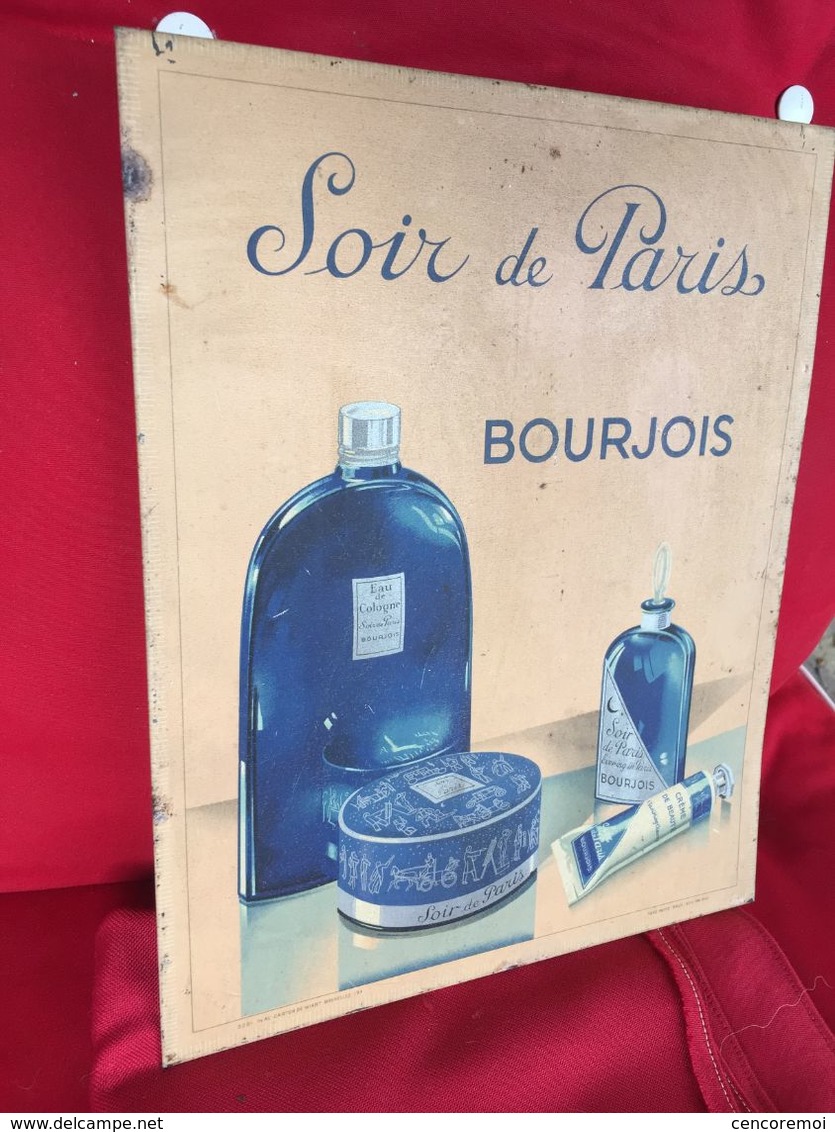 PLV Ancienne Publicité En Tôle & Carton Parfum Bourjois, Soir De Paris - Altri & Non Classificati