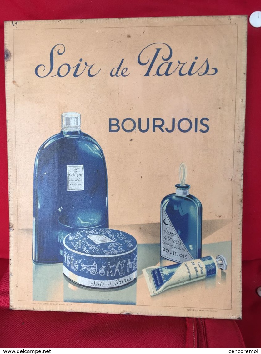 PLV Ancienne Publicité En Tôle & Carton Parfum Bourjois, Soir De Paris - Altri & Non Classificati