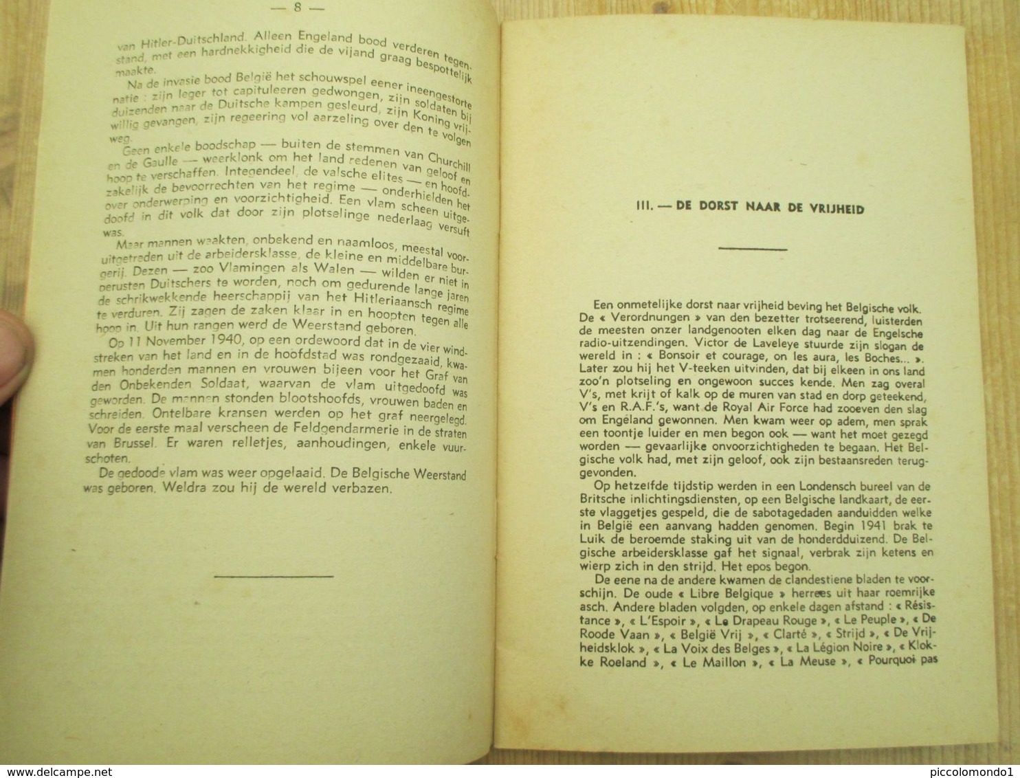 Geschiedenis Van Den Belgische Weerstand Onafhankelijkheidsfront 1944 Perfect 32 Blz - Guerra 1939-45