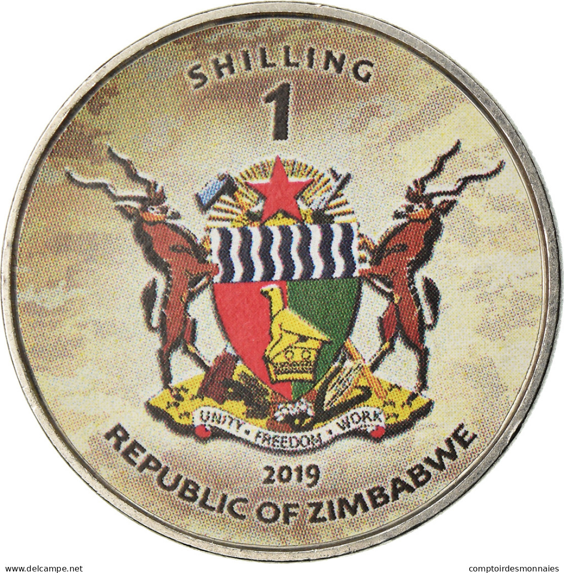 Monnaie, Zimbabwe, Shilling, 2019, Tanks - Type 90, SPL, Nickel Plated Steel - Zimbabwe