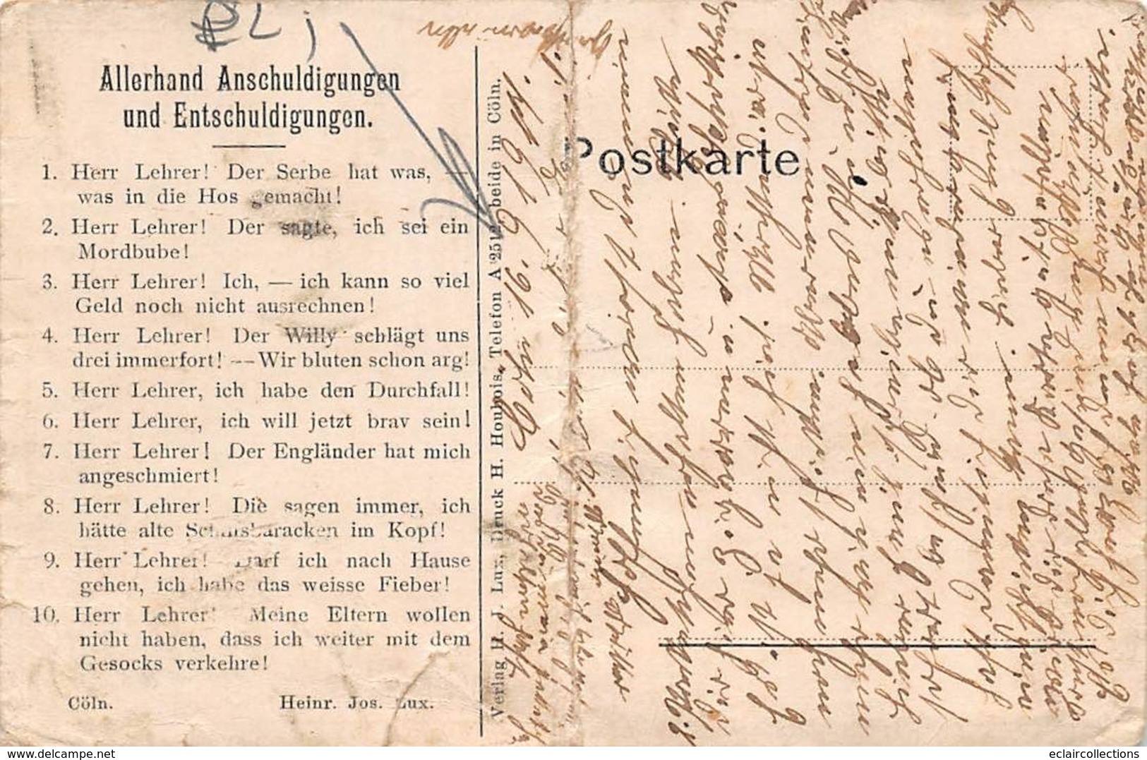 Illustrateur Politique Ou Satyrique : Allerhand Anschuldigungen Und Entschuldigungen.     (Très Abîmée Voir Scan) - 1900-1949