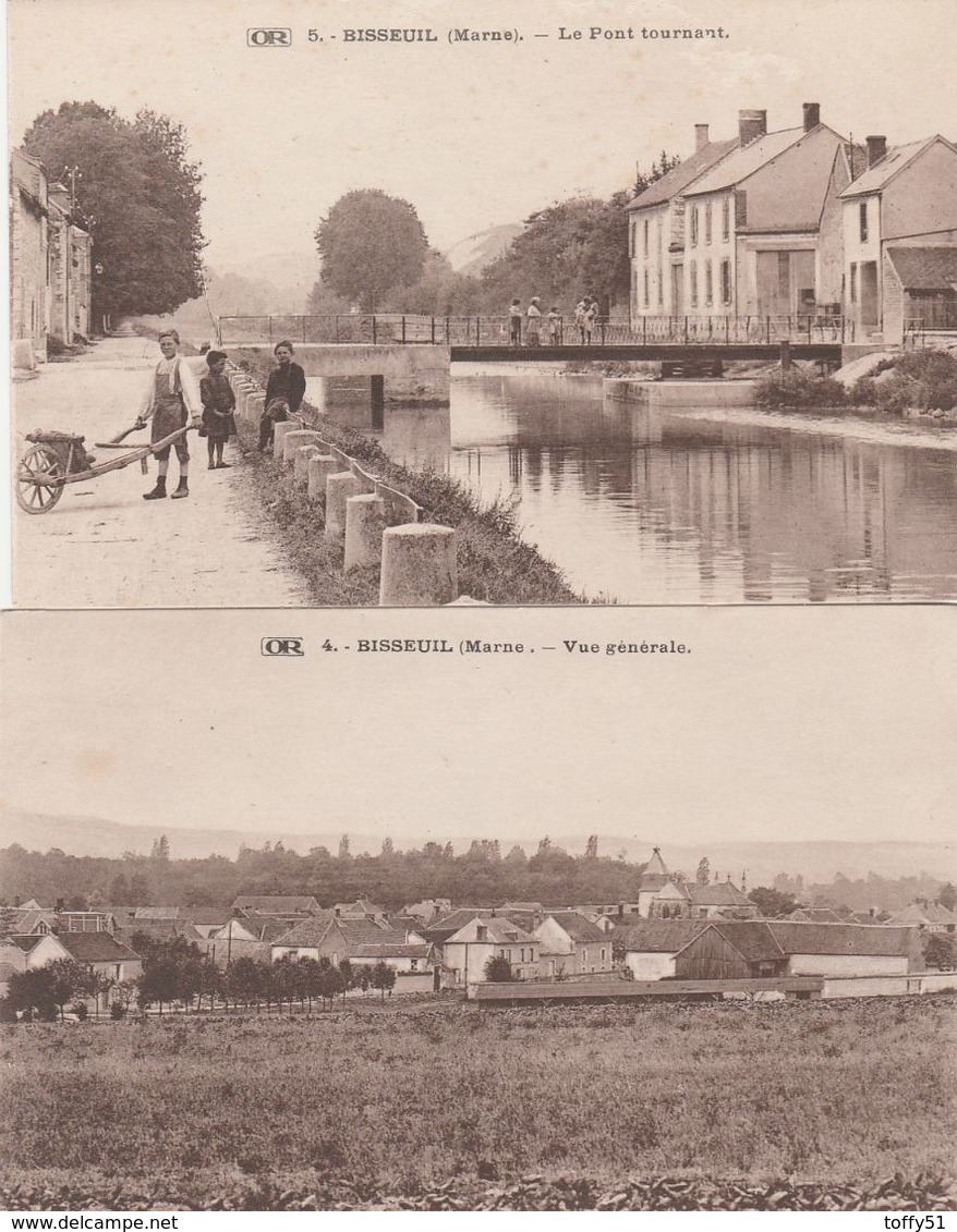 2 CPA:BISSEUIL (51) ENFANTS AU PONT TOURNANT,VUE - Autres & Non Classés