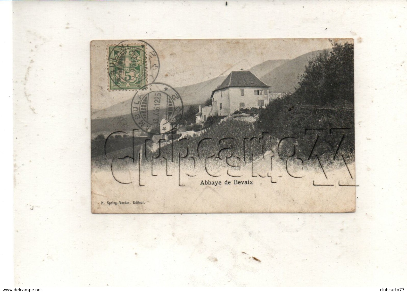 La Grande Béroche (Suisse, Neuchâtel) : L'Abbaye De Bevaix En 1906 (Oblitération AMBULANT) PF. - Bevaix