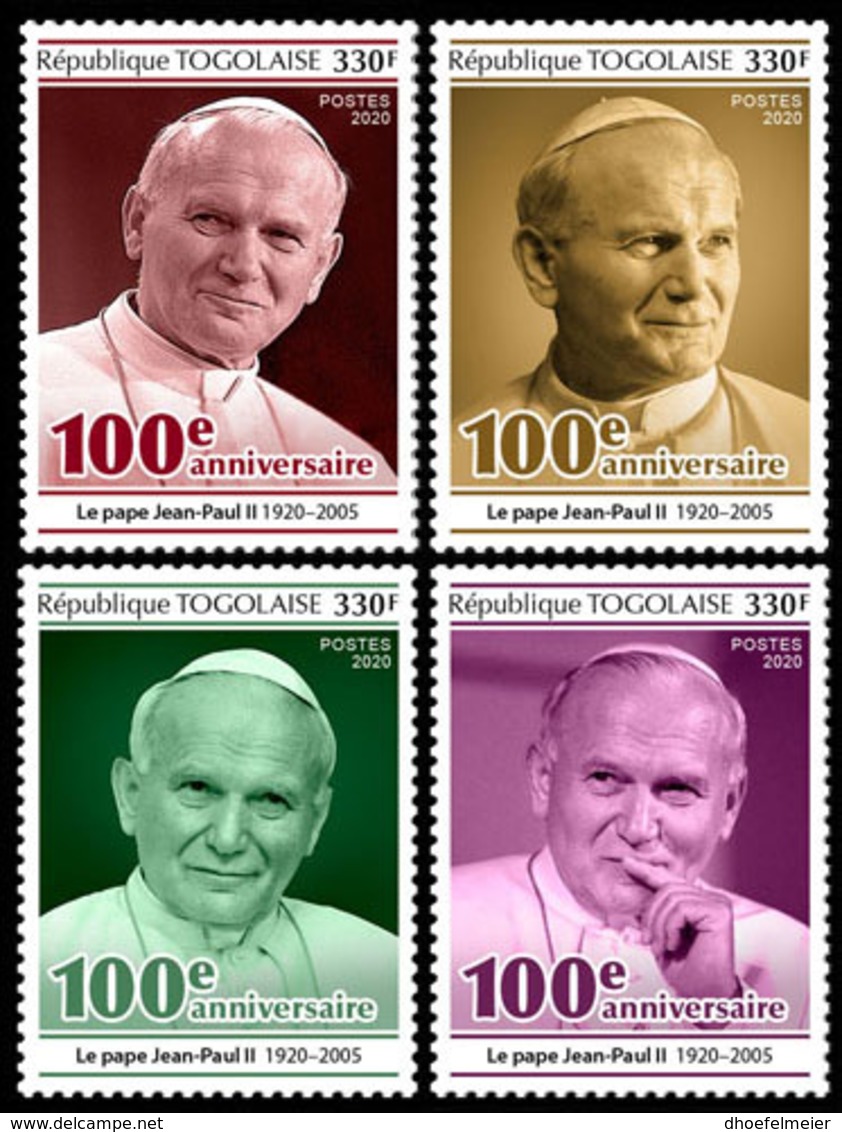 TOGO 2020 MNH Pope John Paul II. Papst Paul II. Pape Jean-Paul II. 4v - OFFICIAL ISSUE - DHQ2024 - Popes