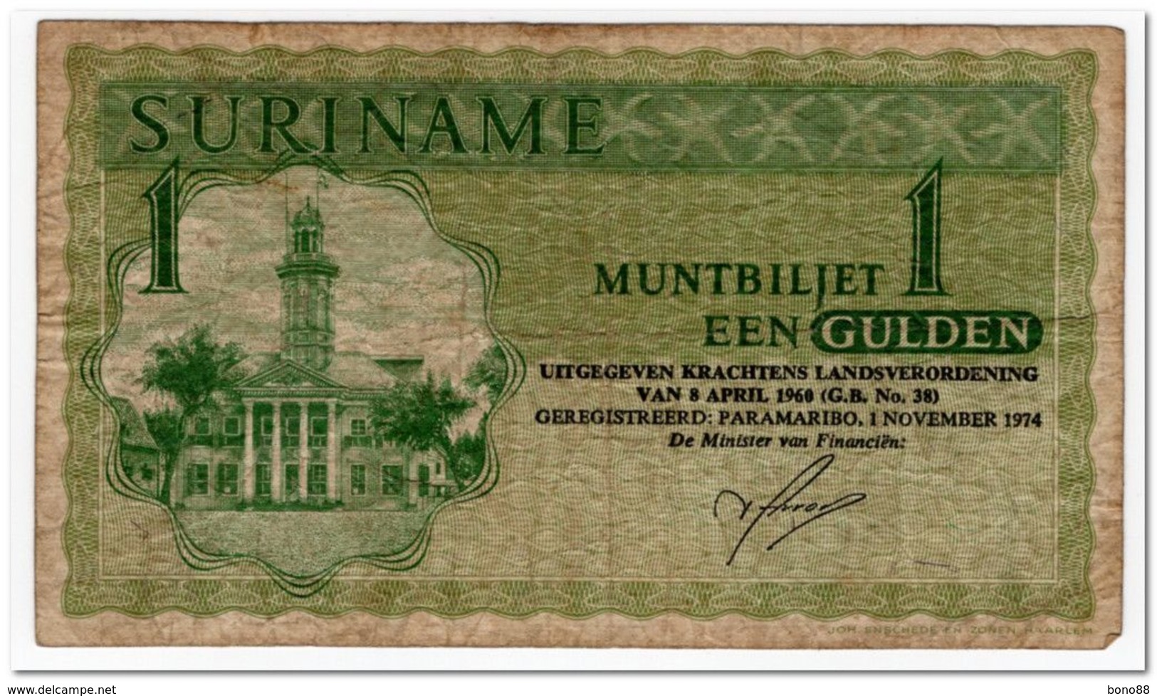 SURINAME,1 GULDEN,1974,P.116,,F - Surinam