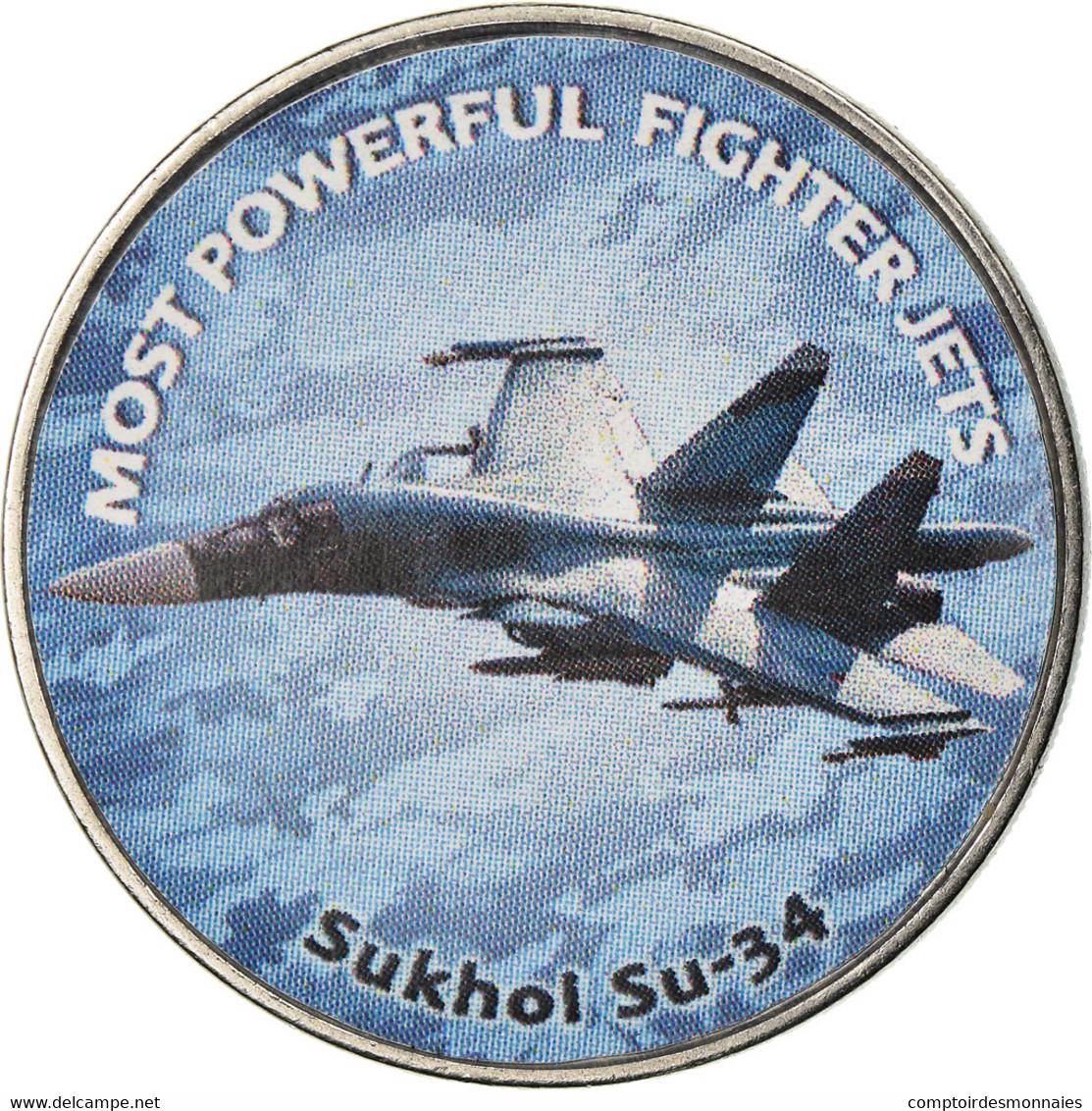 Monnaie, Zimbabwe, Shilling, 2019, Fighter Jet - Sukhol, SPL, Nickel Plated - Simbabwe