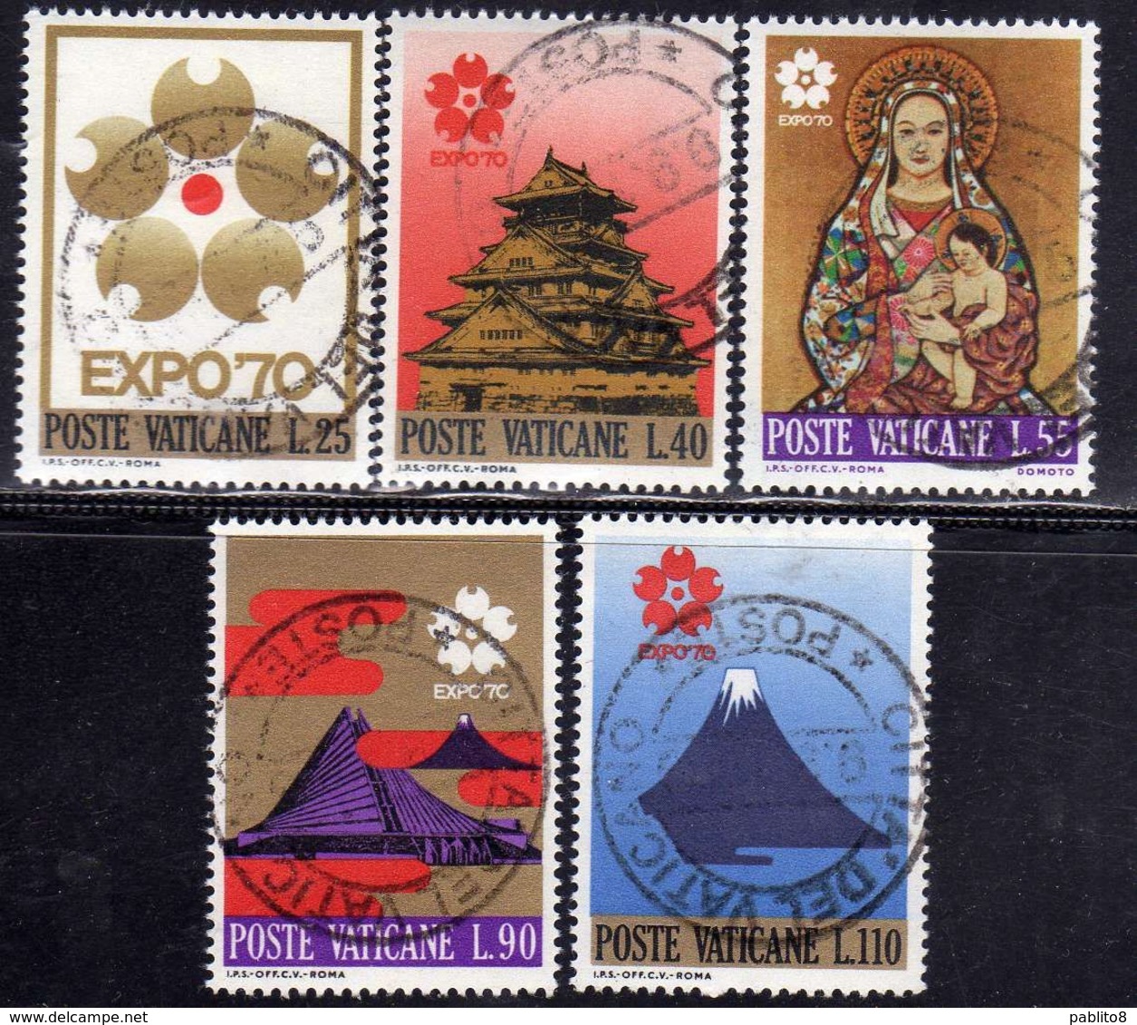 CITTÀ DEL VATICANO VATICAN VATIKAN 1970 ESPOSIZIONE UNIVERSALE DI OSAKA EXHIBITION SERIE COMPLETA FULL SET USATA USED - Used Stamps