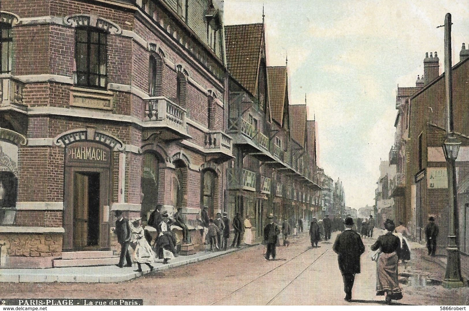 CARTE POSTALE ORIGINALE ANCIENNE COULEUR : ETAPLES  PARIS PLAGE  LA RUE DE PARIS  ANIMEE  PAS DE CALAIS (62) - Etaples