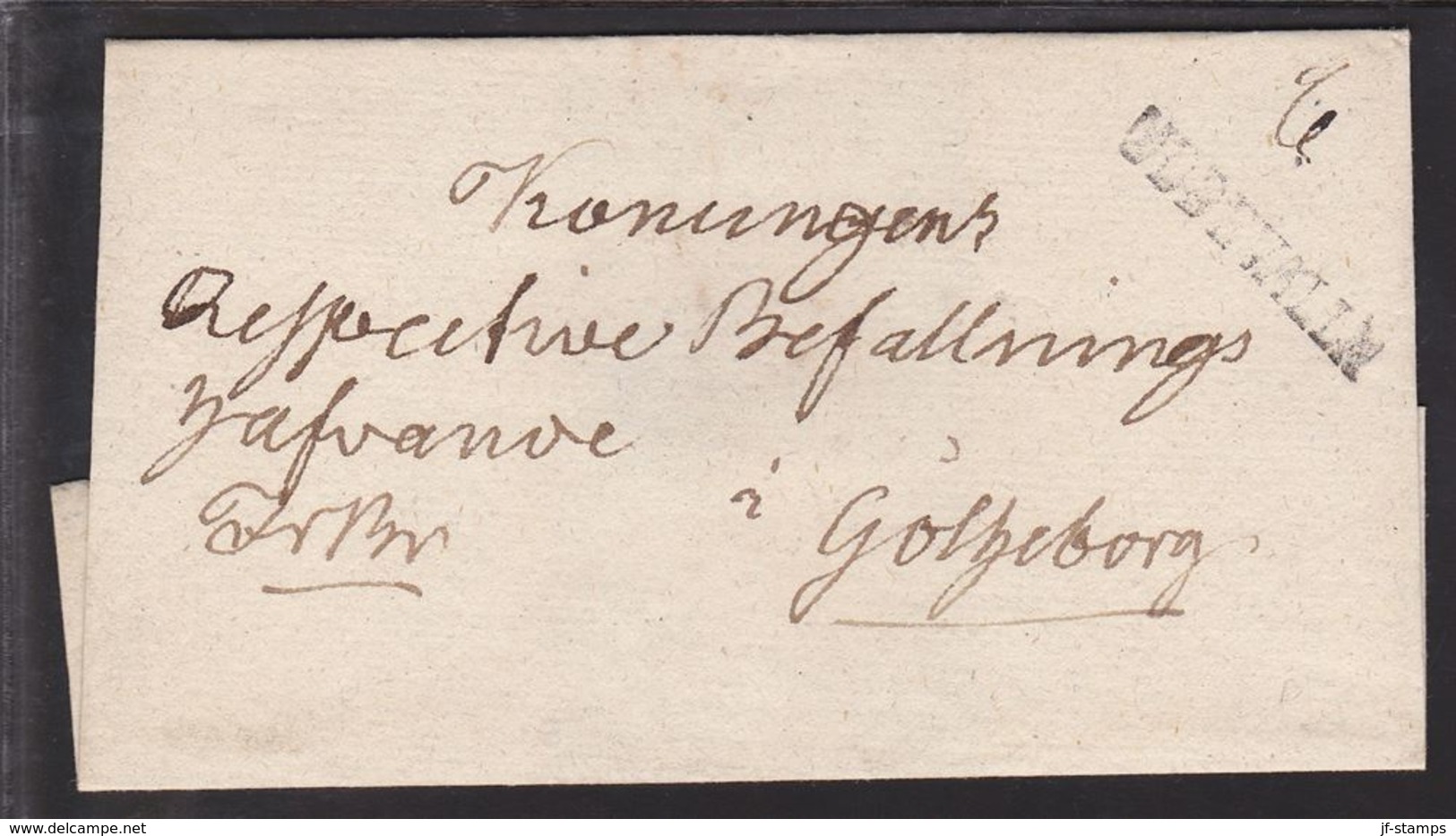 UDEVALLA  On Cover To Konungens Refpecitive Befallningshafvande I Göteborg. Military ... () - JF111008 - ... - 1855 Prephilately