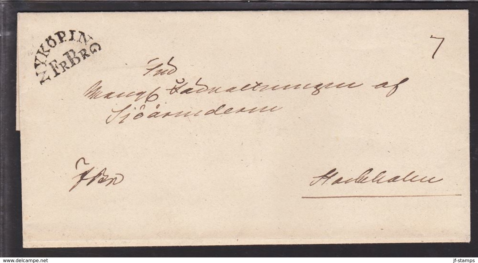 NYKÖPING FrBr  On Cover To ...af Sjöärenderen, Stockholm. Seal NYKÖP LAND CANCEL SIG.... () - JF111030 - ... - 1855 Vorphilatelie