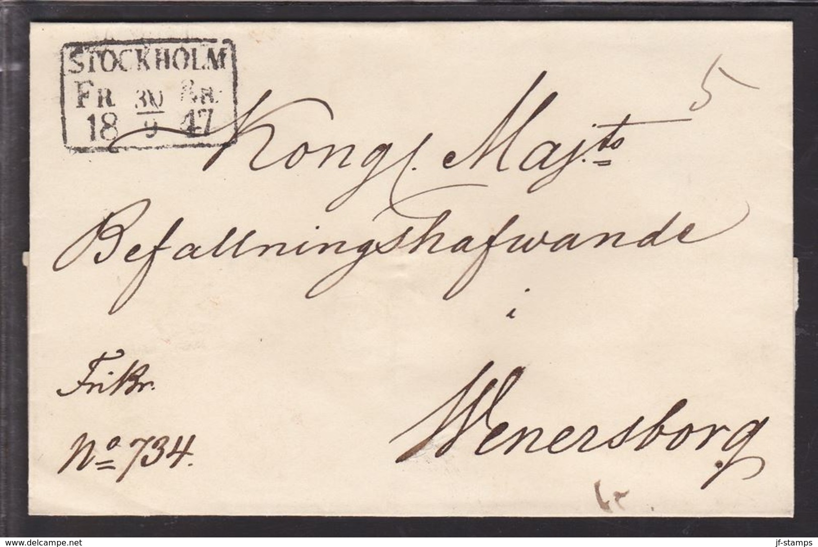 1847. SVERIGE. STOCKHOLM  FR BR 30 9 1847. To Wenersborg. Seal. () - JF111039 - ... - 1855 Vorphilatelie