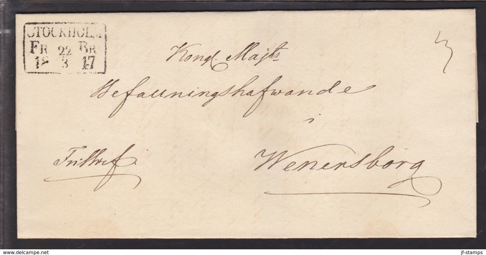 1847. SVERIGE. STOCKHOLM  FR BR 22 3 1847. To Wenersborg. Seal. () - JF111047 - Prefilatelia