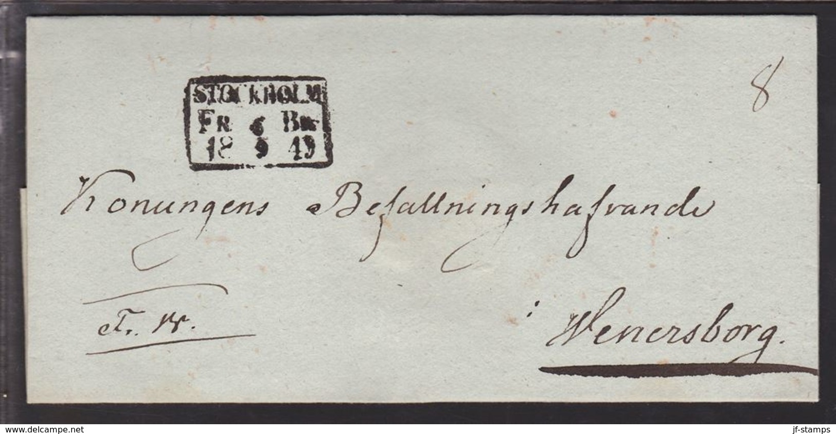 1847. SVERIGE. STOCKHOLM  FR BR 6 9 1849. To Wenersborg. () - JF111050 - ... - 1855 Vorphilatelie