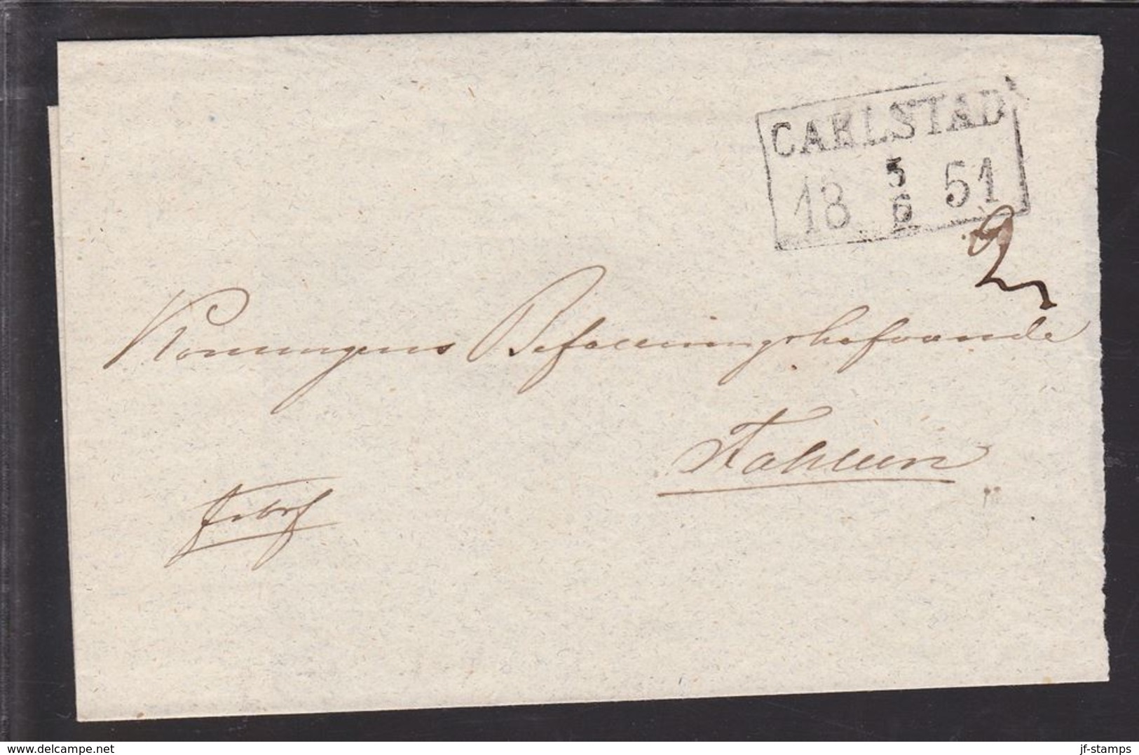 1851. SVERIGE. CARLSTAD 5 6 1851. To Falun.  () - JF111054 - ... - 1855 Préphilatélie