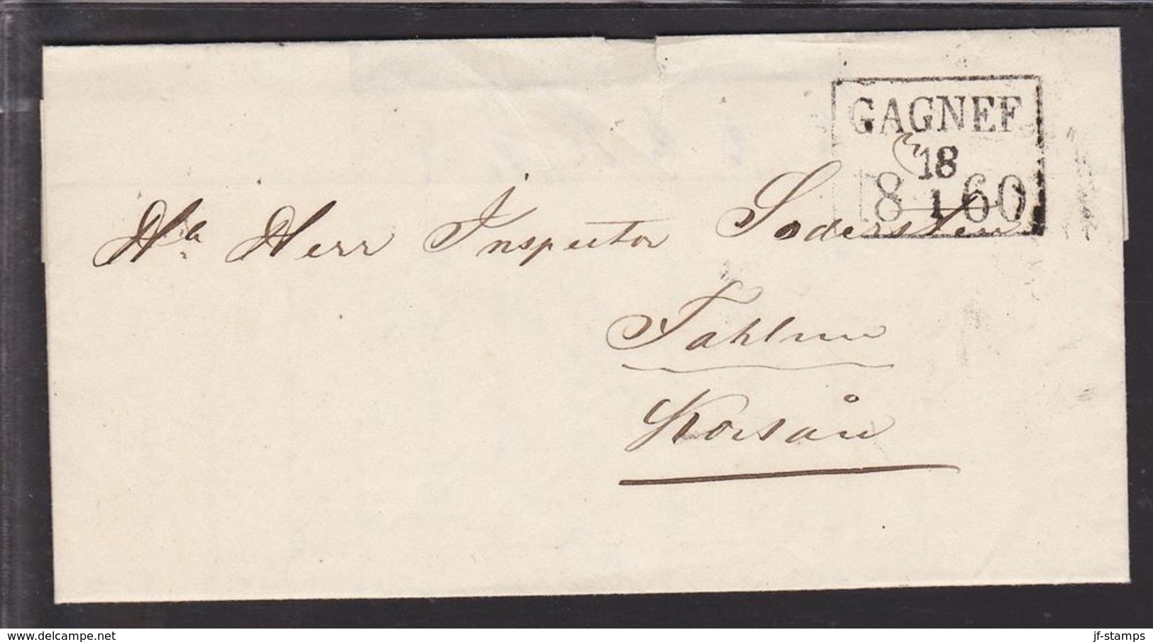 1860. SVERIGE. GAGNEF 18 1 1860. To Falun. Full Contents.  () - JF111058 - ... - 1855 Prephilately