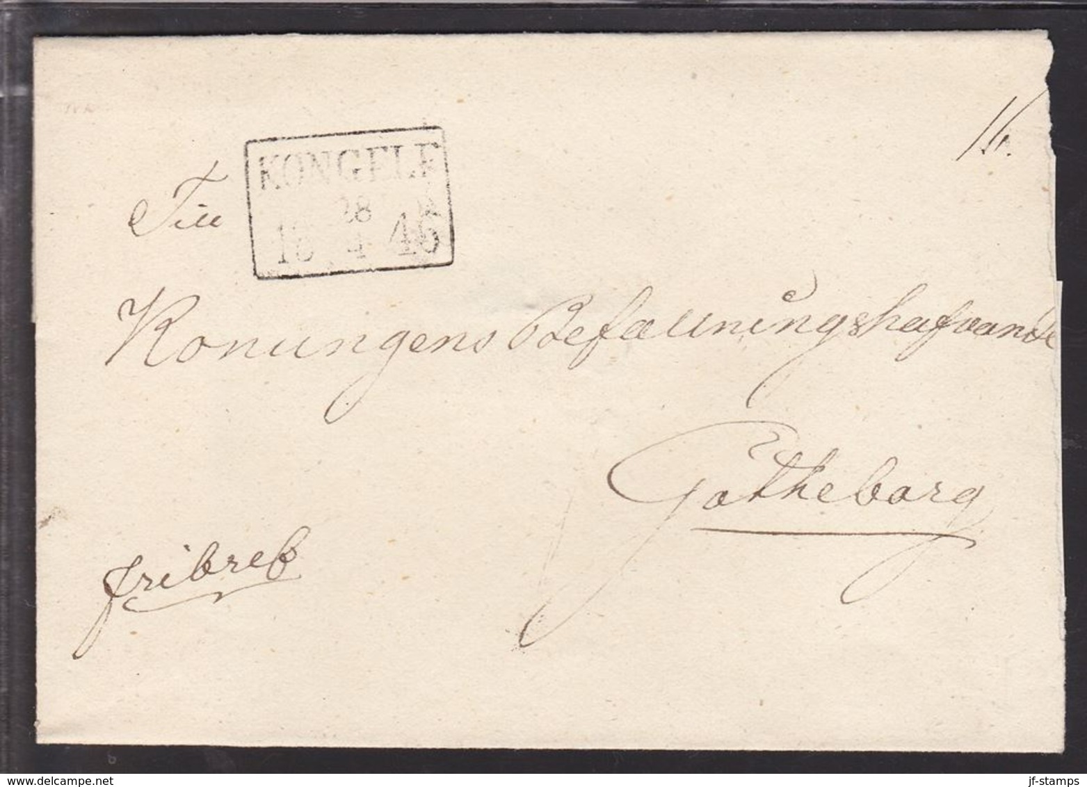 1845. SVERIGE. KONGELF 28 4 1845. To Göteborg.  () - JF111061 - ... - 1855 Prephilately