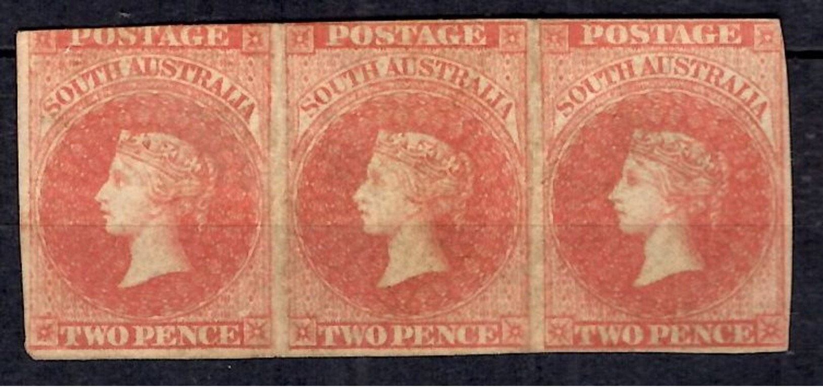 Australie Du Sud YT N° 6 En Bande De Trois Timbres Neufs (*). Rare! B/TB. A Saisir! - Mint Stamps