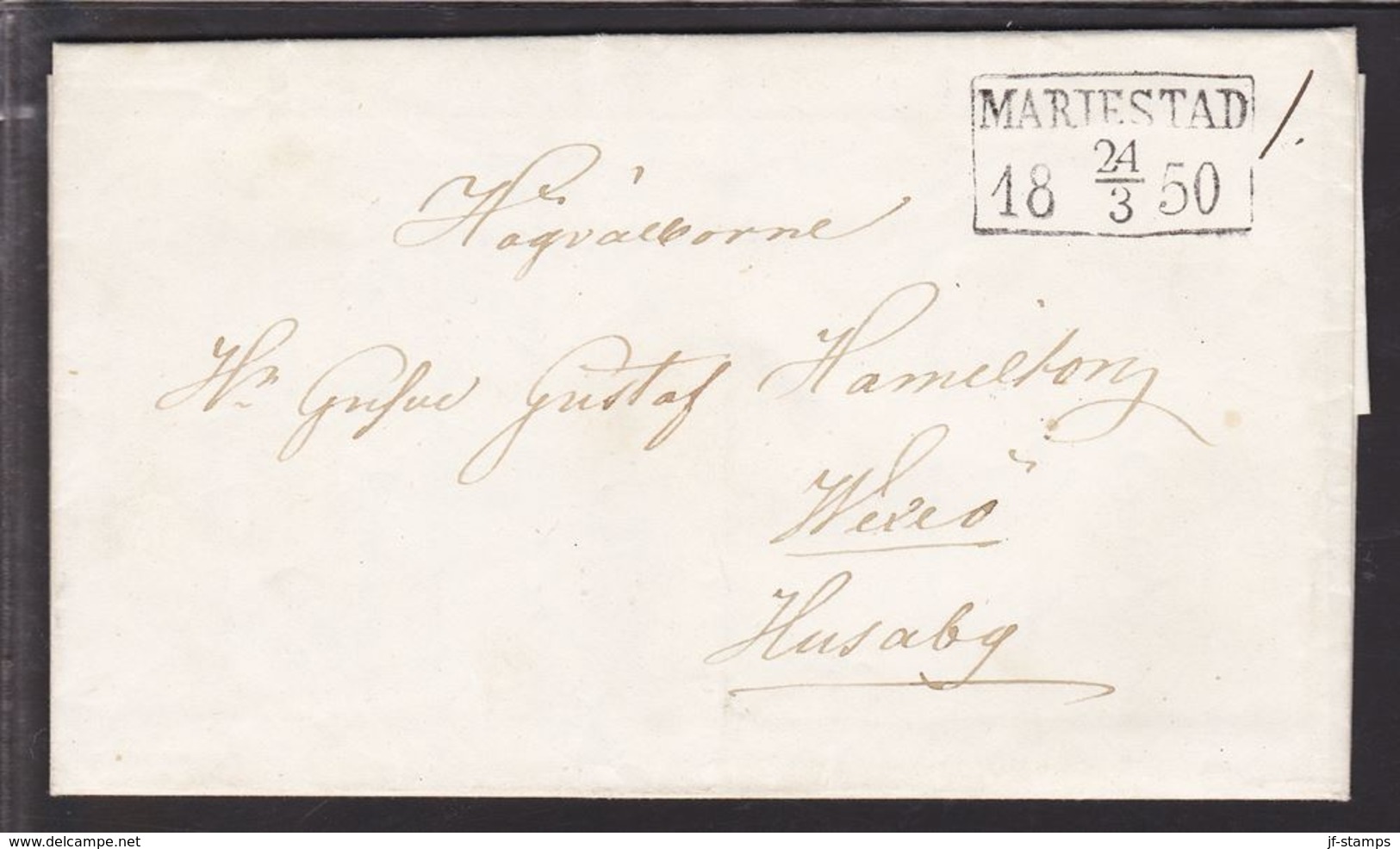 1850. SVERIGE. MARIESTAD 24 3 1850. To Husaby. Vexiö. Seal And Full Contents. () - JF111066 - ... - 1855 Voorfilatelie