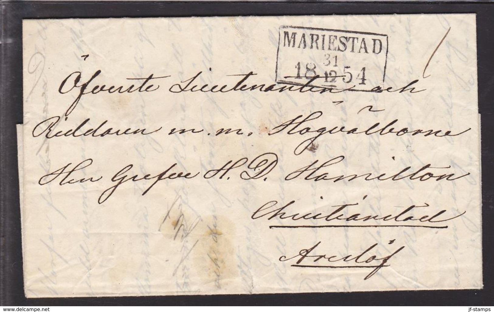 1854. SVERIGE. MARIESTAD 31 12 1854. To Arenlöf, Christianstad. Seal And Full Content... () - JF111067 - ... - 1855 Prephilately