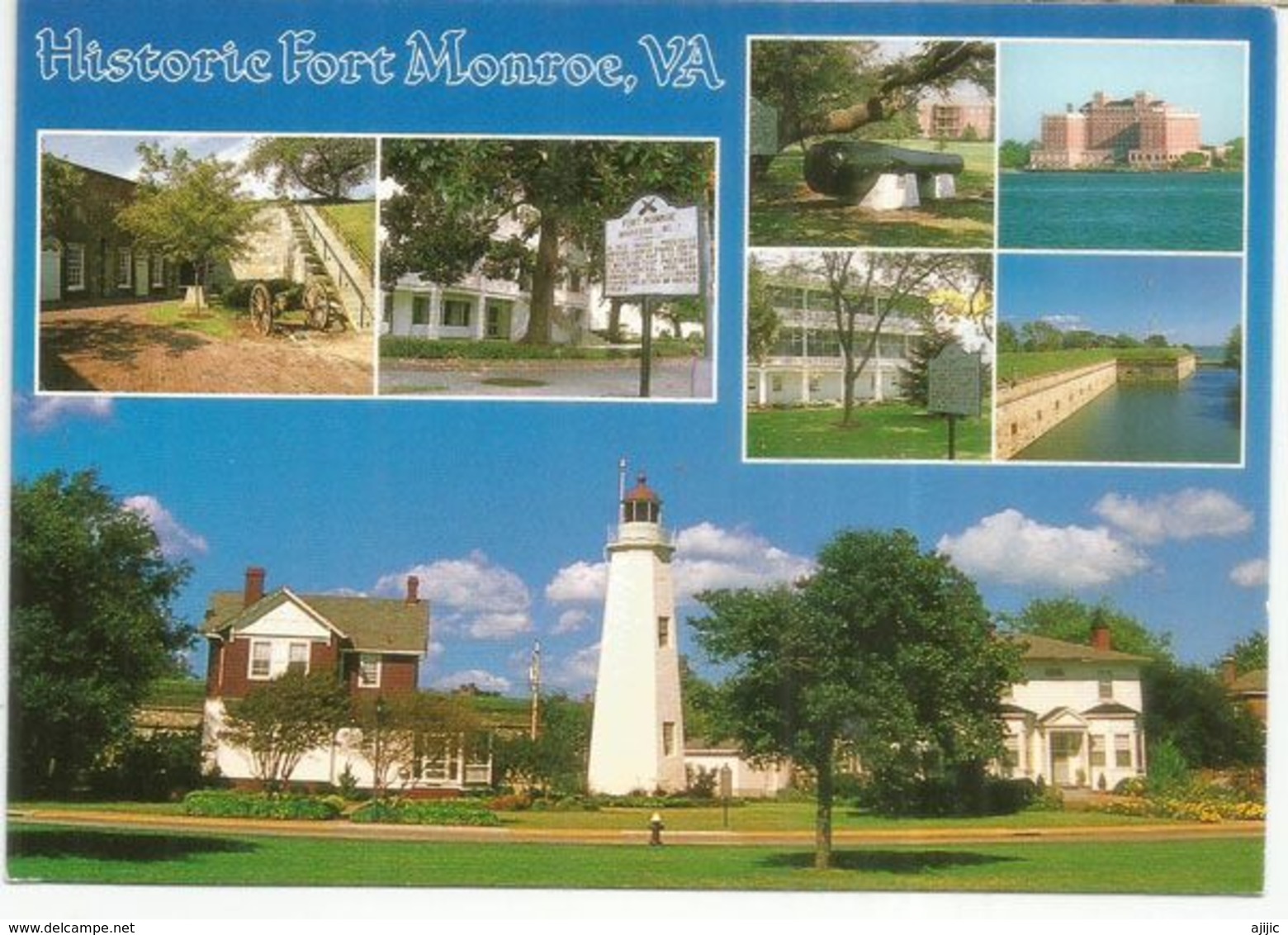 USA.Old Point Comfort Light Lighthouse (Fort Monroe)Chesapeake Bay.Hampton,Virginia, Written Postcard. - Chesapeake