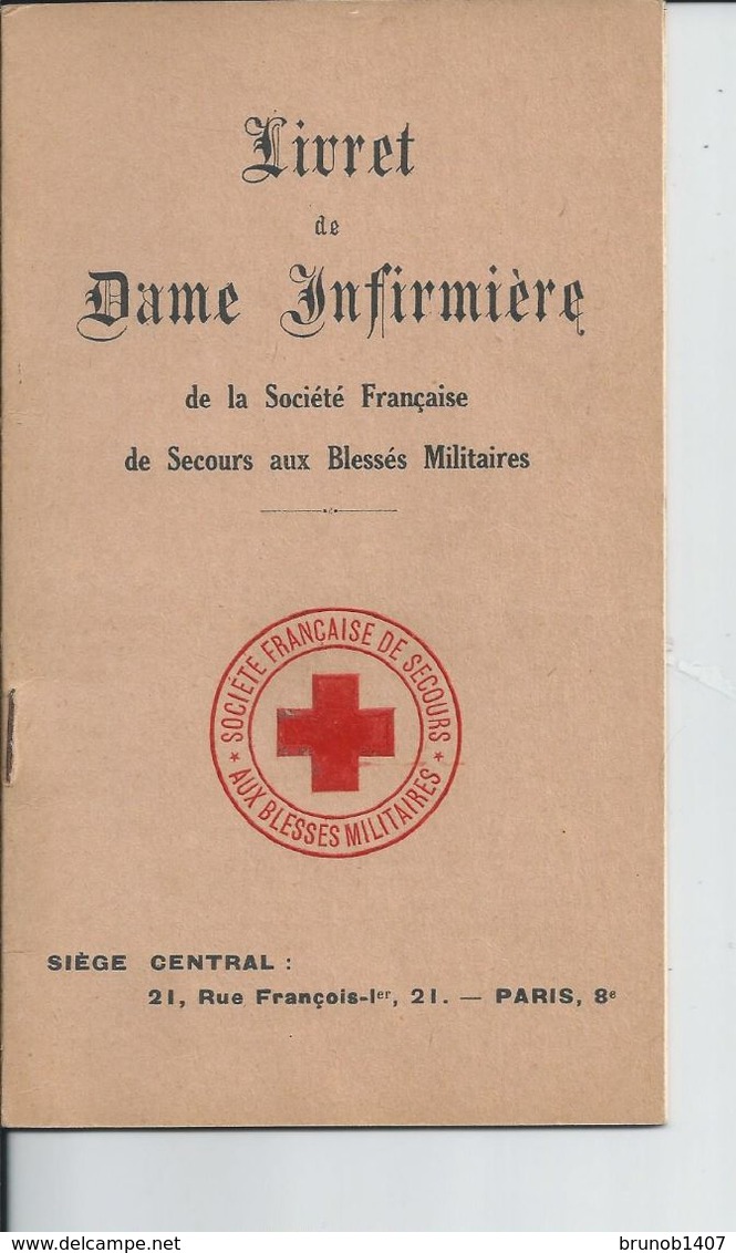 LIVRET DE DAME INFIRMIERE    COMITE DE BAYEUX   Soeure  AMBOISE 1929 - Unclassified