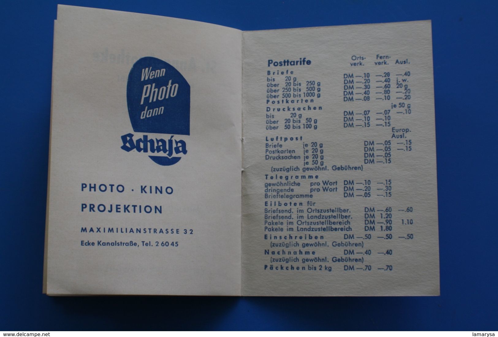 PLATZ HOTEL ZIMMERAUSWEIS-MUNICH -PLAN DE MUNCHEN-PETIT CARNET PUBLICITAIRE KAMMERMAN Facture Document commercial 1957