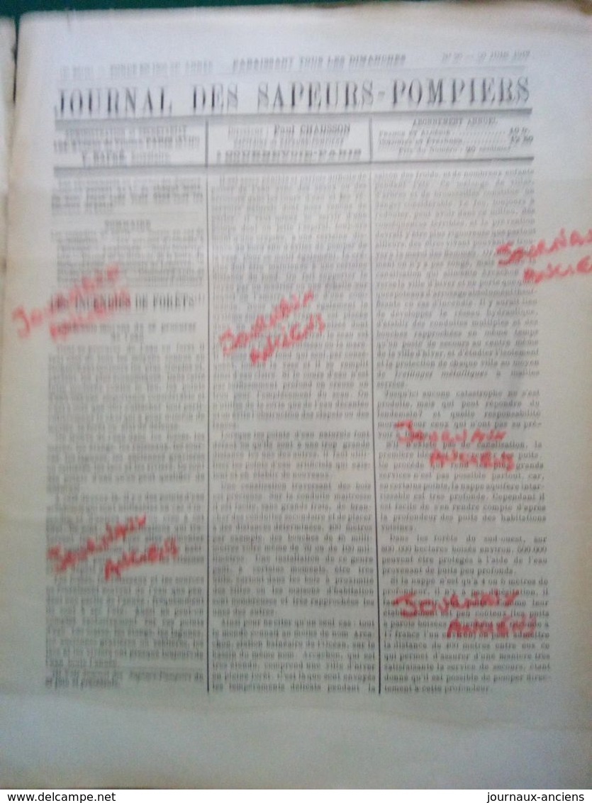 1912 JOURNAL DES SAPEURS POMPIERS - INCENDIES DE FORETS - UNION DE GIRONDE - LOIRE - MAINE ET LOIREN - LESNEVEN - ABLIS - 1900 - 1949