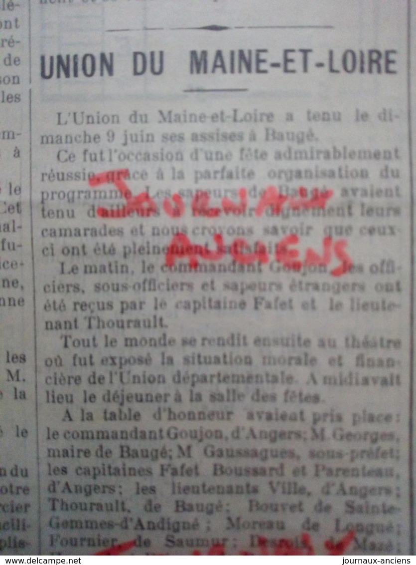 1912 JOURNAL DES SAPEURS POMPIERS - INCENDIES DE FORETS - UNION DE GIRONDE - LOIRE - MAINE ET LOIREN - LESNEVEN - ABLIS