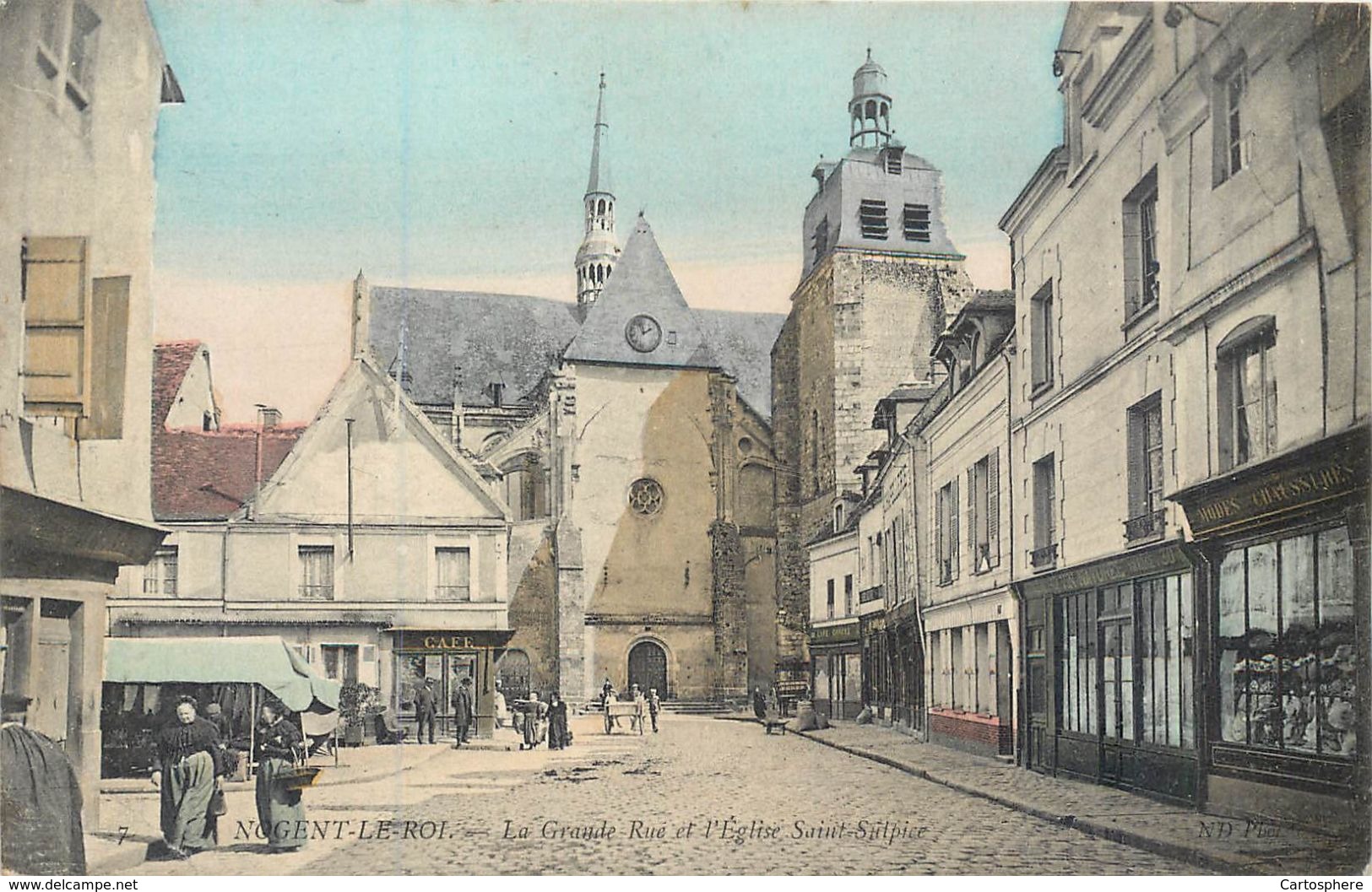 CPA 28 Eure Et Loir Nogent Le Roi La Grande Rue Et L'Eglise Saint Sulpice 1906 - Nogent Le Roi