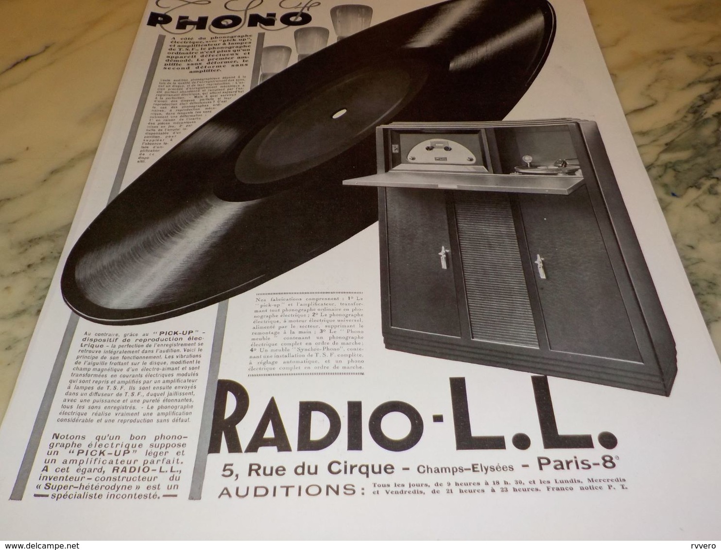 ANCIENNE PUBLICITE TSF  PHONO RADIO LL 1928 - Sonstige & Ohne Zuordnung