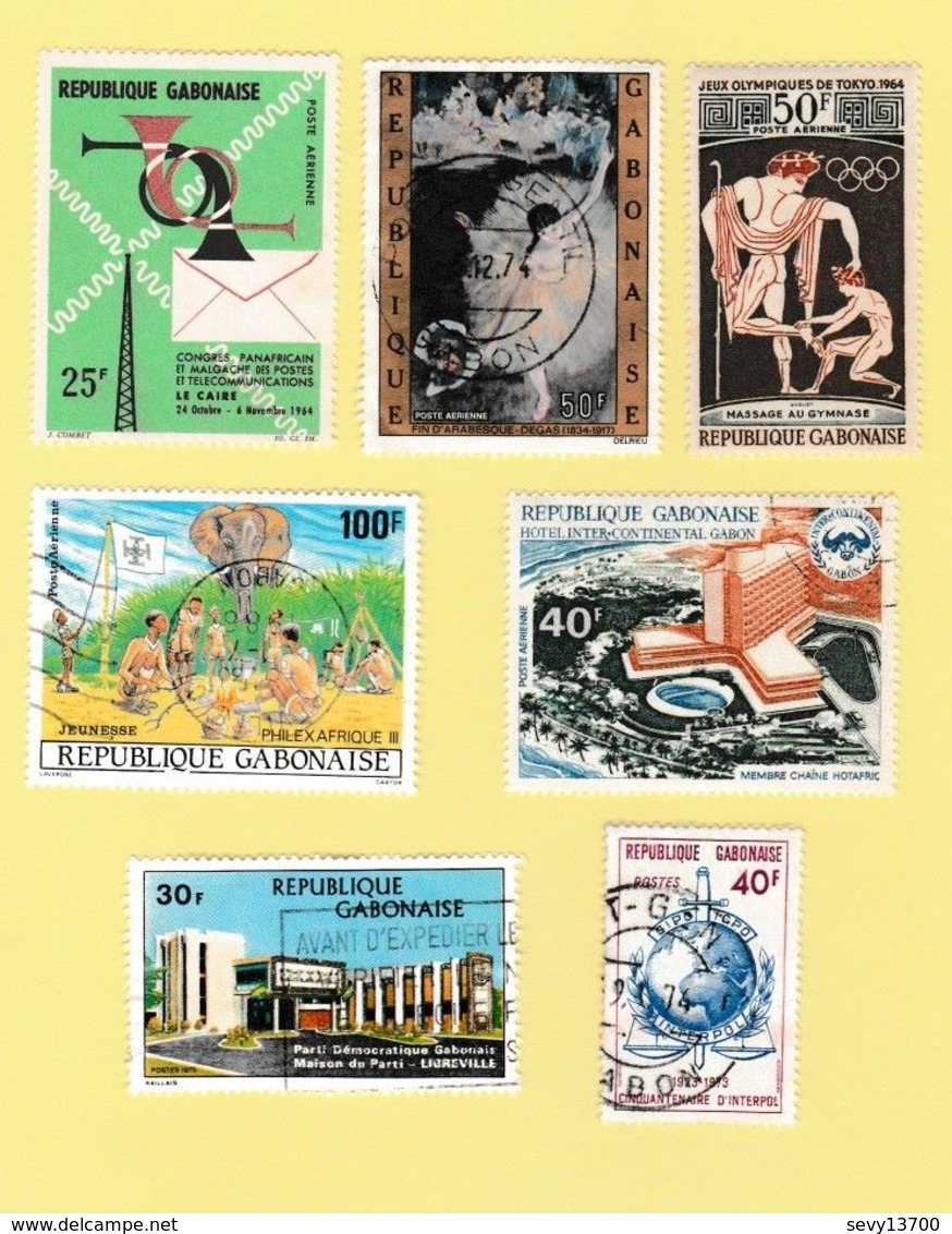 Gabon - 10 Timbres Neufs Et Oblitérés - JO Tokyo, Président Léon MBA, Philex Afrique, Congrès Panafricain, Hotel - Gabon (1960-...)