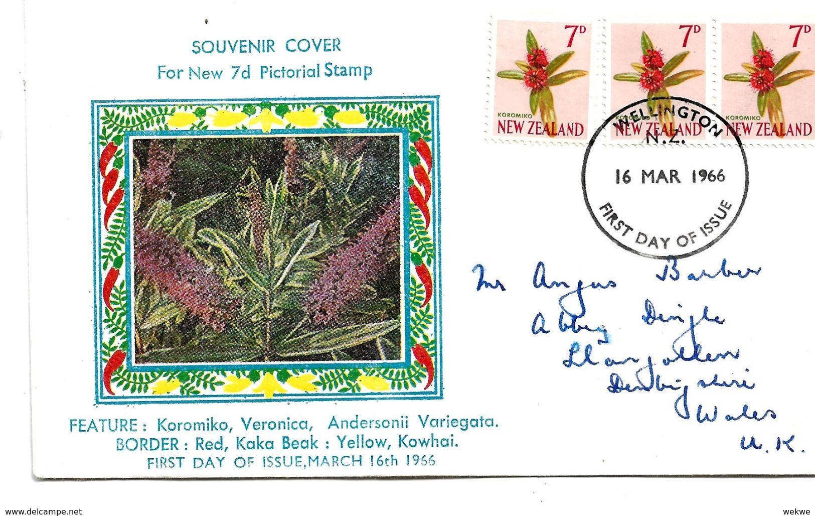 NZ182 / Brief  Blüte  ( Blume) 1966 Nach UK - Brieven En Documenten