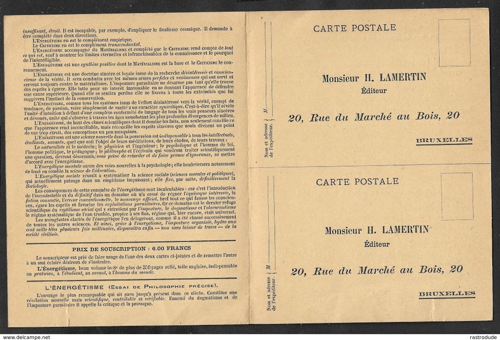 1907 BELGIQUE - PRÉOBLITÉRÉ 1C  - IMPRIMÉ ILLUSTRÉ PUBLICITÉ - PHILOSOPHIE - ÉNERGÉTISME A ST DENIS WESTREM - Roller Precancels 1900-09