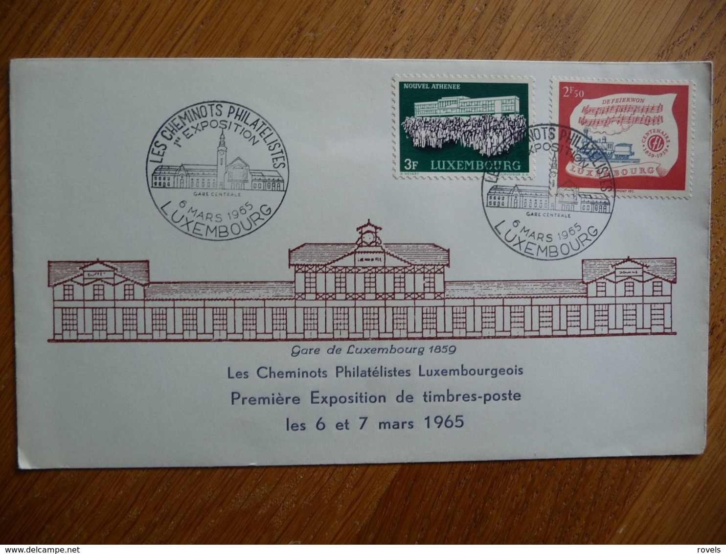 (3) LUXEMBOURG 1965 2 FDC'S PREMIERE EXPOSITION DE TIMBRES-POSTE. - Cartes Commémoratives