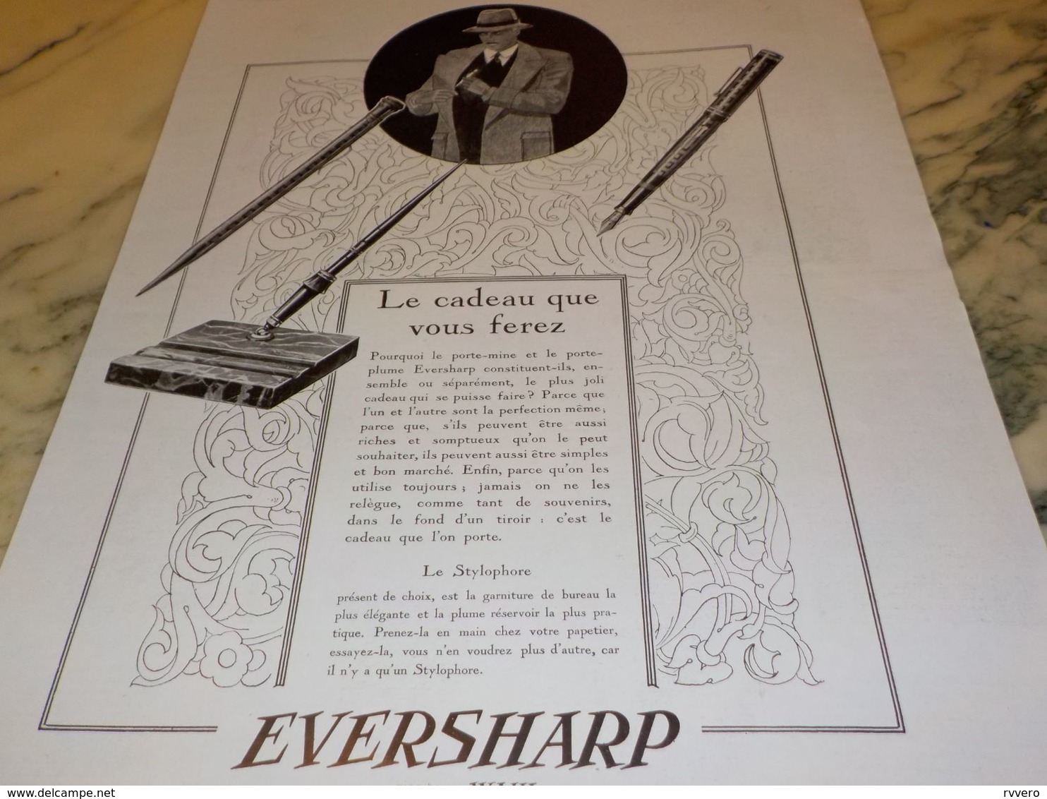 ANCIENNE PUBLICITE CADEAU PORTE PLUME EVERSHARP   1928 - Other & Unclassified