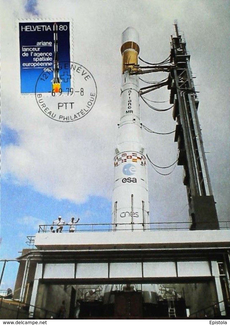 Ariane Espace Agence Spatiale ESA (Lanceur à Kourou Guyane) - Carte Maximum Card (Genève) 1979 - Sud America