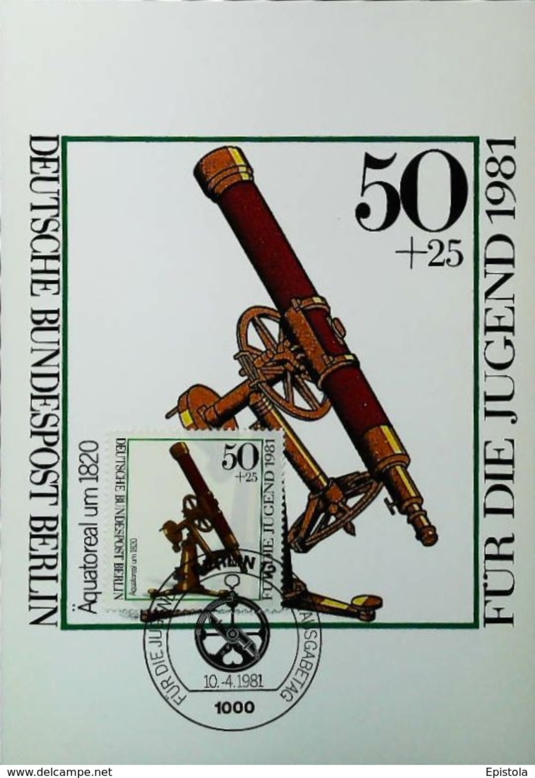 Le Télescope  "Equatorial" (année 1820)   - Carte Maximum Card (Bonn) 1981 - Sonstige & Ohne Zuordnung