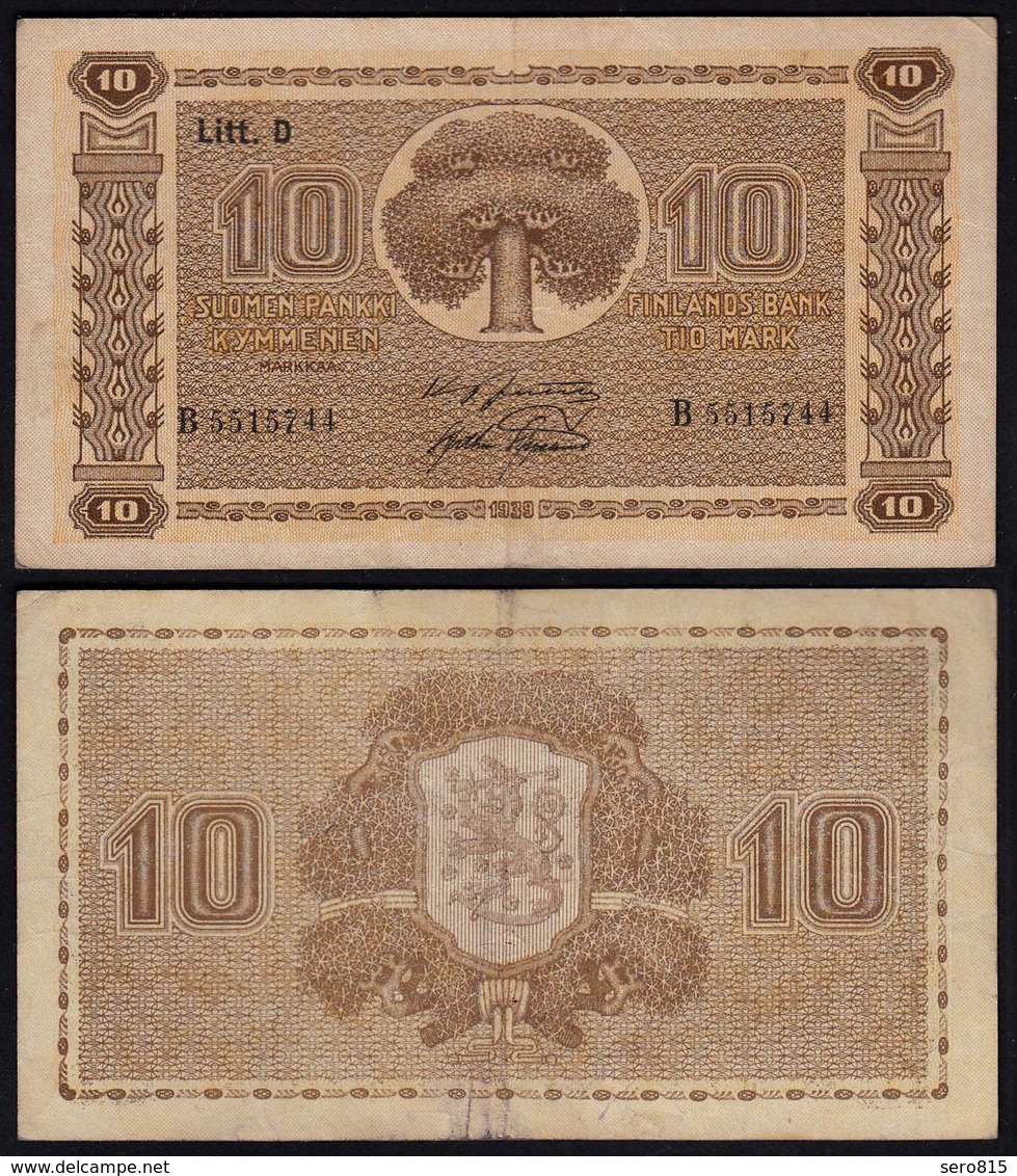 FINNLAND - FINLAND 10 MARKKA 1939 Litt. D PICK 70a VF (3) Serie B    (23624 - Finnland