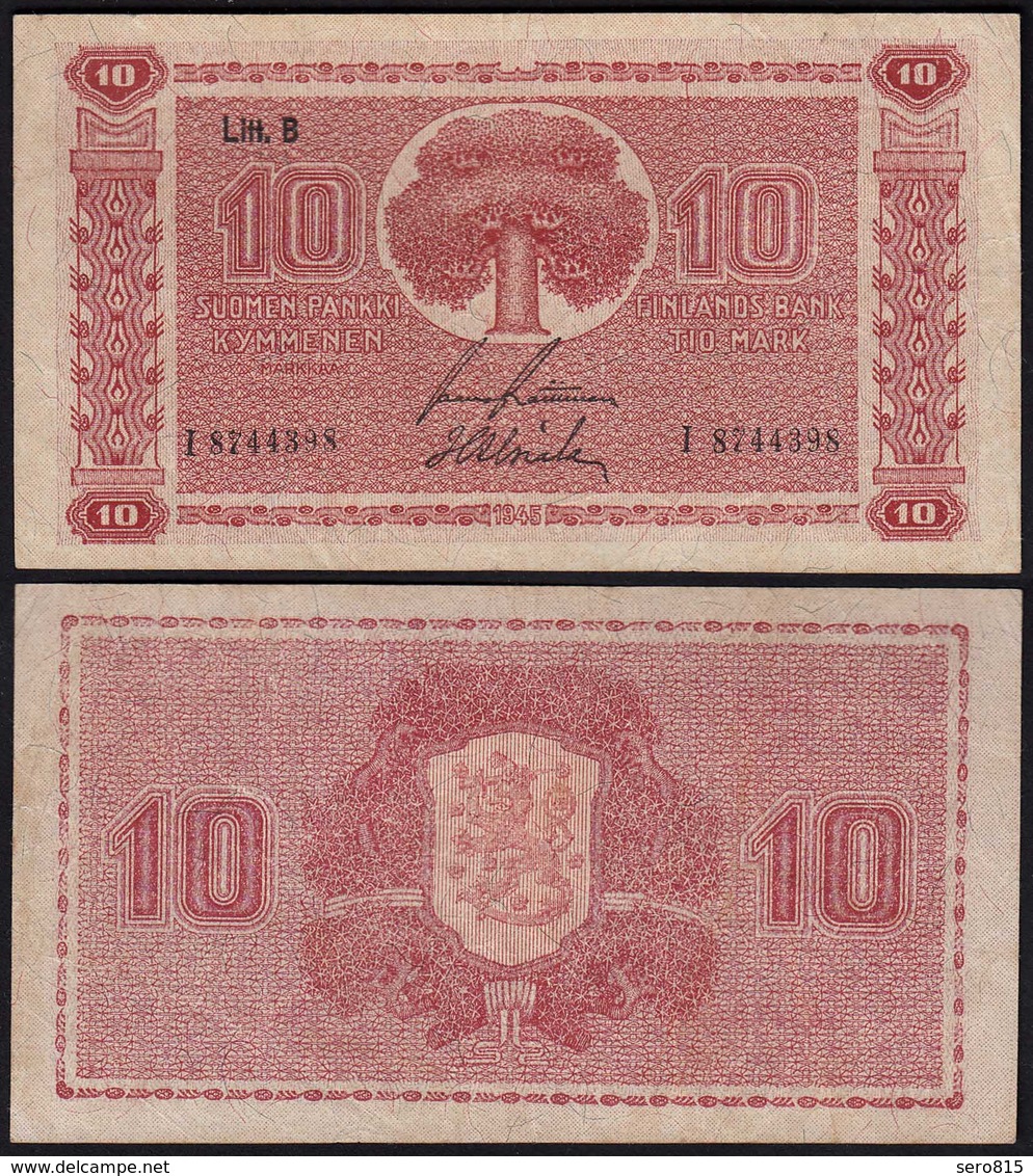 FINNLAND - FINLAND 10 MARKKA 1945 Litt. B PICK 77a VF (3) Serie I    (23642 - Finlandia