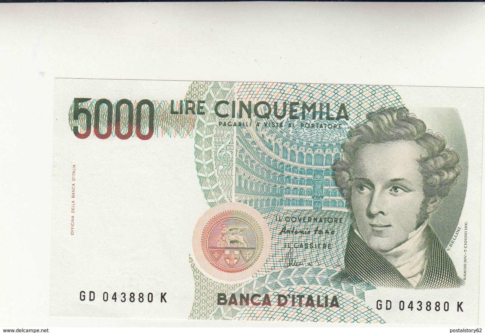 Banca D'Italia, Lire 5000 Rossini Dec. Min. 1985 Perfetta - 5000 Lire