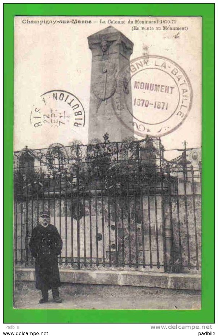 Carte Postale 51. Champigny-sur-Marne  Et Le Monument De 1870-1871  Trés Beau Plan - Champigny