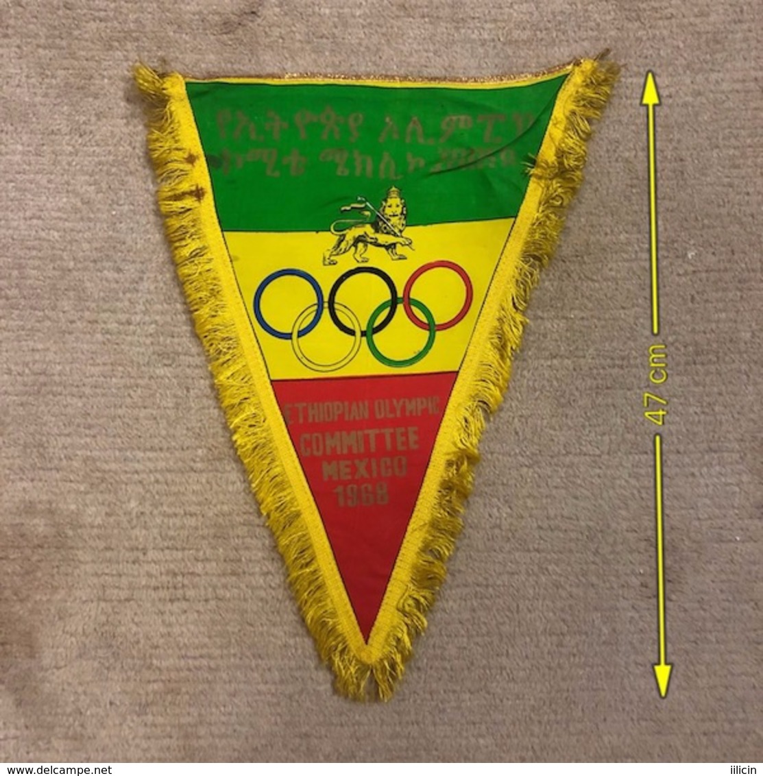Flag Pennant Banderín ZA000496 - Olympics Mexico City 1968 Ethiopia National Committee NOC - Apparel, Souvenirs & Other