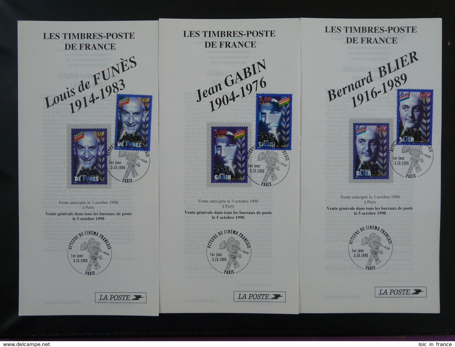 Acteurs Du Cinema Français (x6) Notice FDC Avec Timbre - Multilingual FDC 1998 - Acteurs