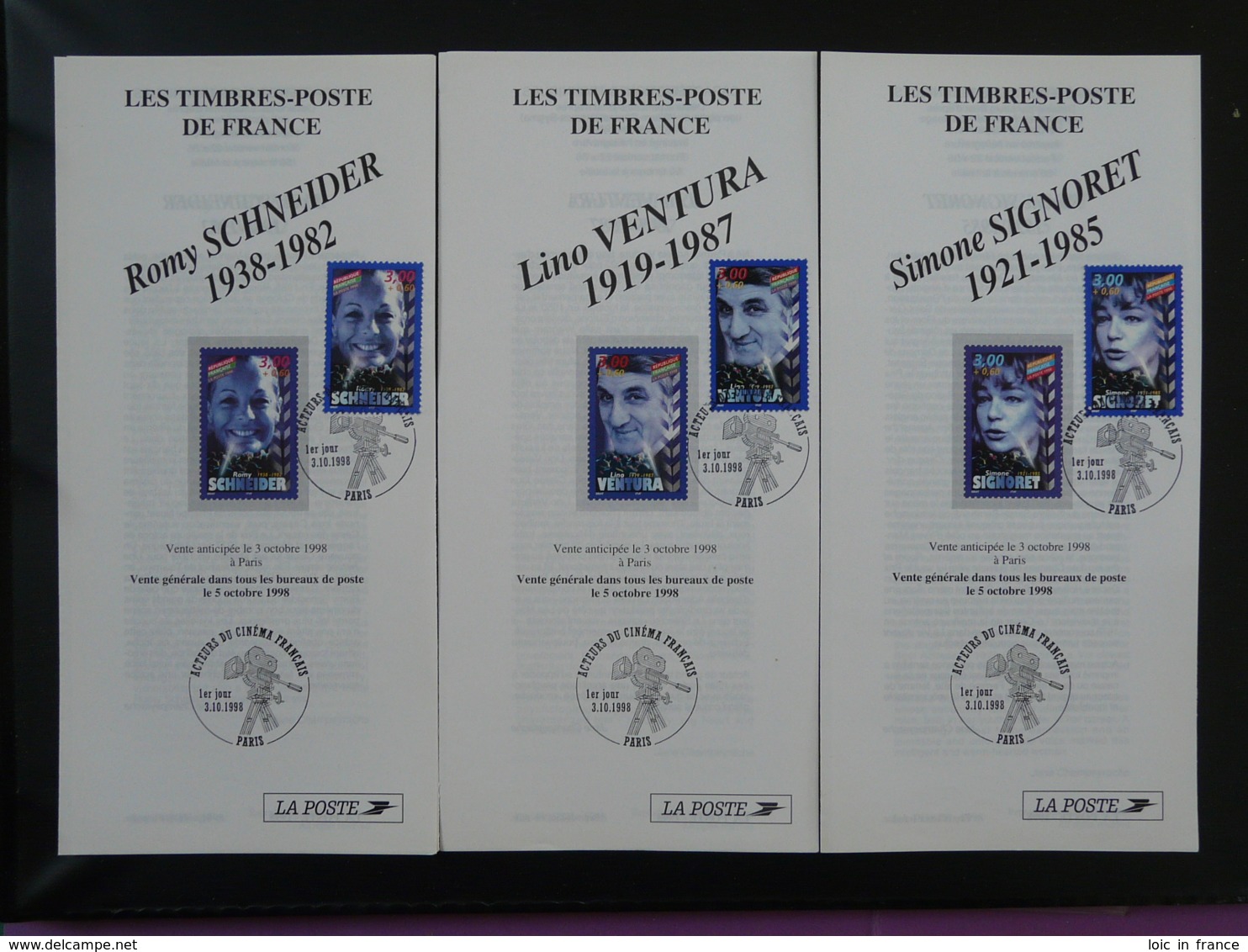 Acteurs Du Cinema Français (x6) Notice FDC Avec Timbre - Multilingual FDC 1998 - Acteurs