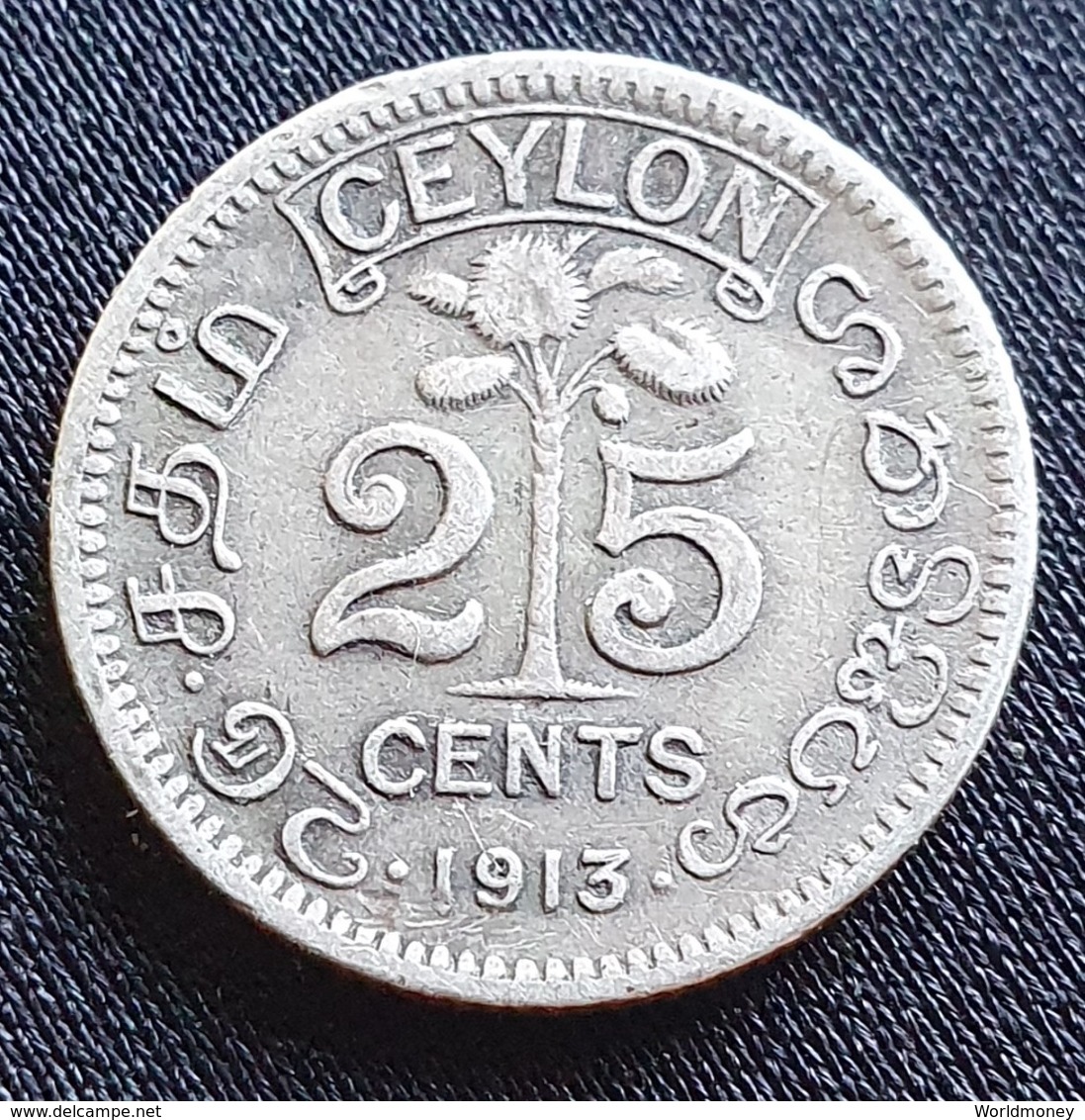 Ceylon 25 Cents 1913 - Colonias