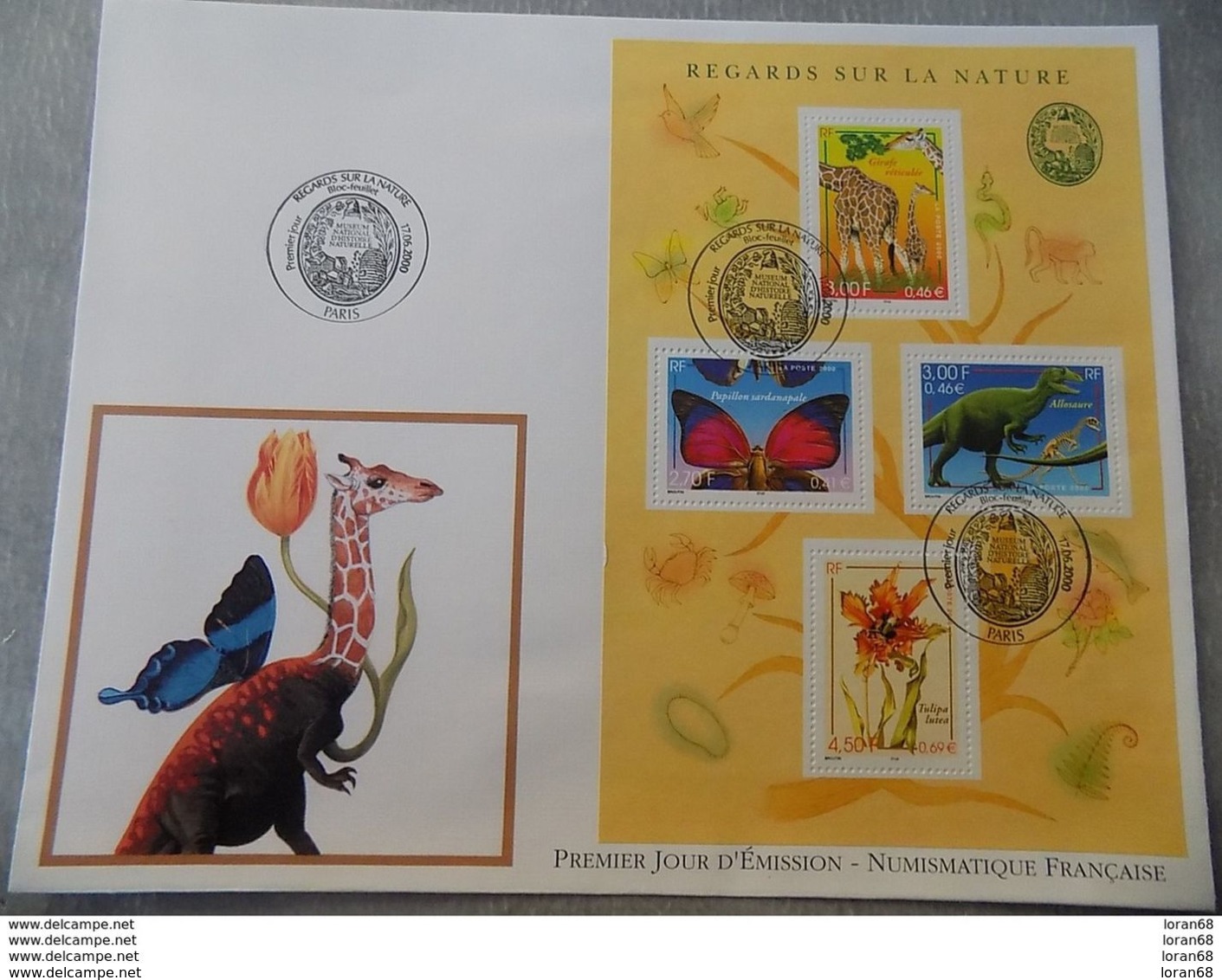 FDC Grand Format France 2000 : Regards Sur La Nature (bloc Feuillet) - 2000-2009