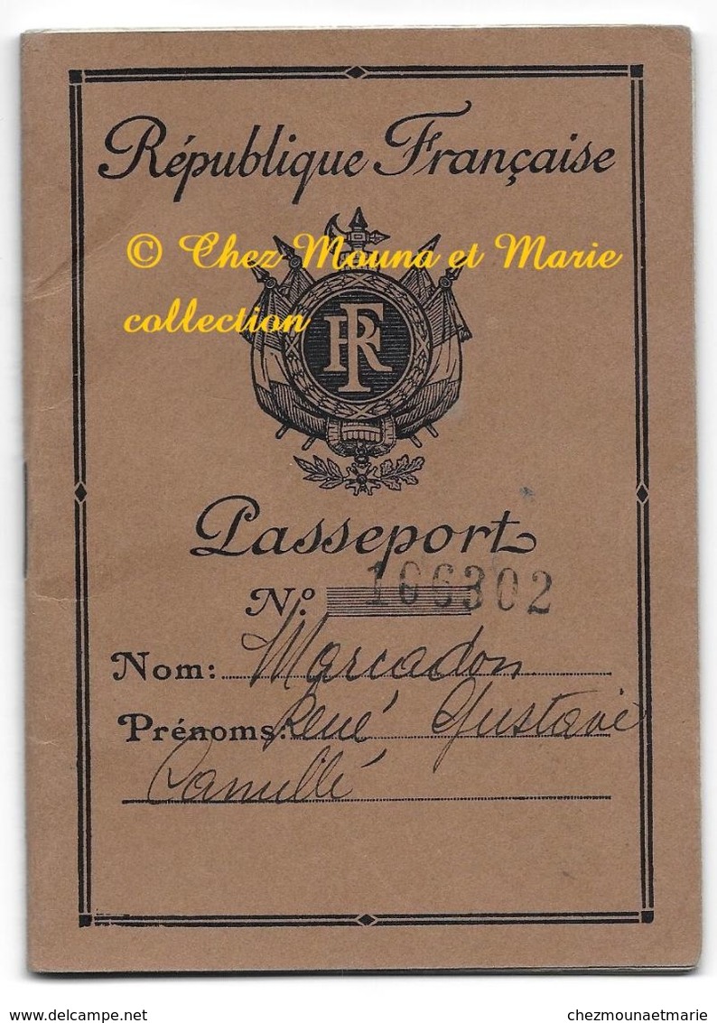 PASSEPORT 1952 - MARCADON  NE 1907 CHATEAUROUX INGENIEUR - HABITE COLOMBES - TAMPONS SUISSE ITALIE - Historical Documents